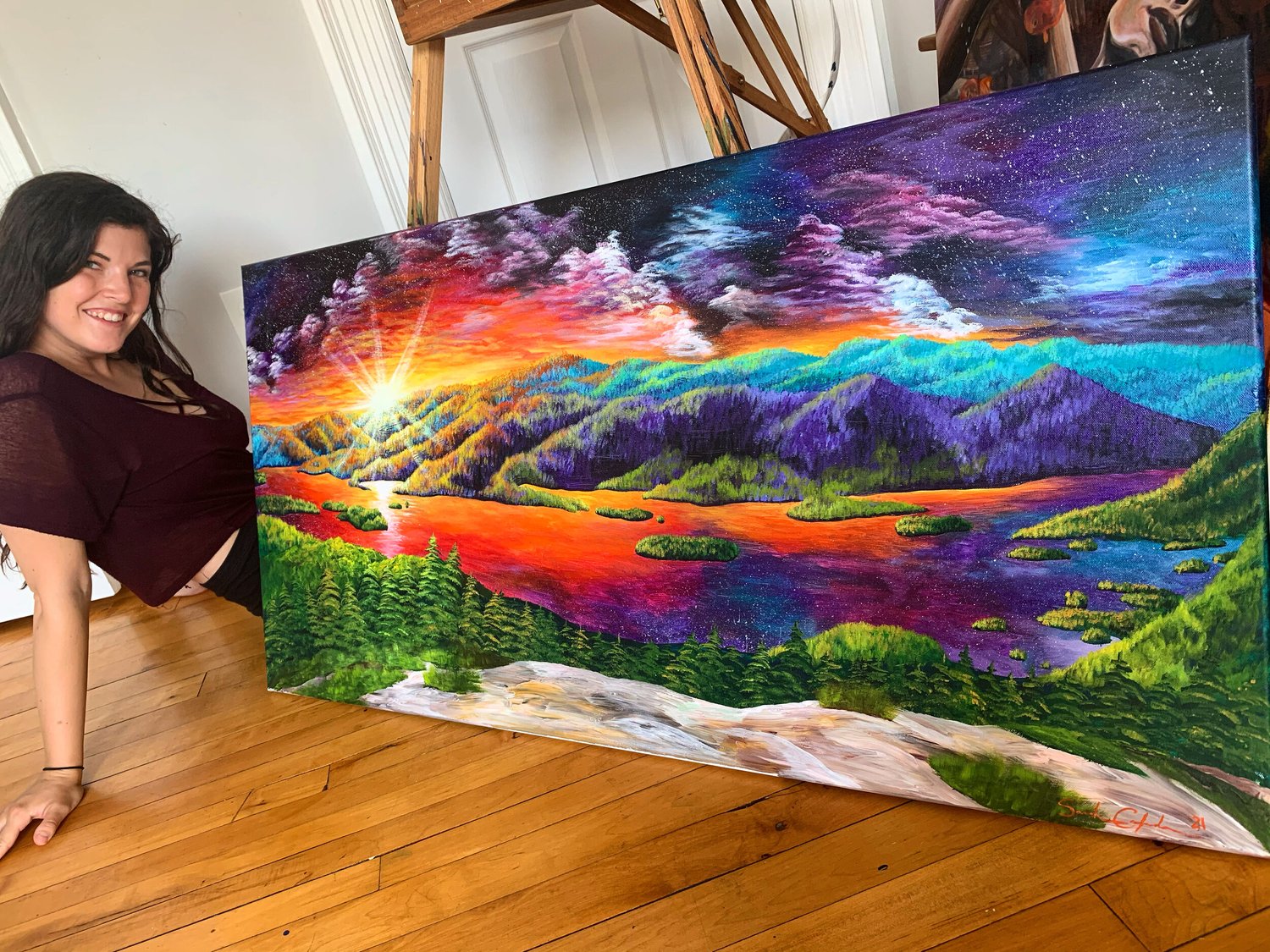 Galaxy View from Buck Mountain — Acrylic Earth - Art by Sarah Calzada